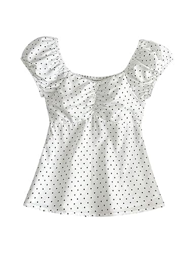 SOLY HUX Girl's Gingham Tops Y2K Cute Blouse Summer Sweetheart Neck Shirts Aesthetic Clothes - Image 1