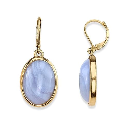1928 Jewelry Oval Gemstone Drop Earrings - Image 1