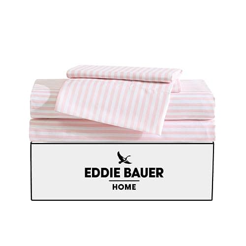 Eddie Bauer Kids - Twin XL Sheets, Stain-Resistant Toddler Bedding with Matching Sham(s), Super Soft, Ideal Girl Room Essentials (Little Stripe Pink, Twin XL) thumbnail 3