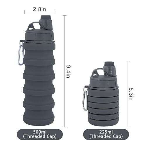 YCTMALL Collapsible Water Bottles Travel water bottle Sports Portable Sport Water Bottle Reusable Water Bottles comes with mountaineering Buckle 500ml silicone Water-proof camping water bottle thumbnail 8