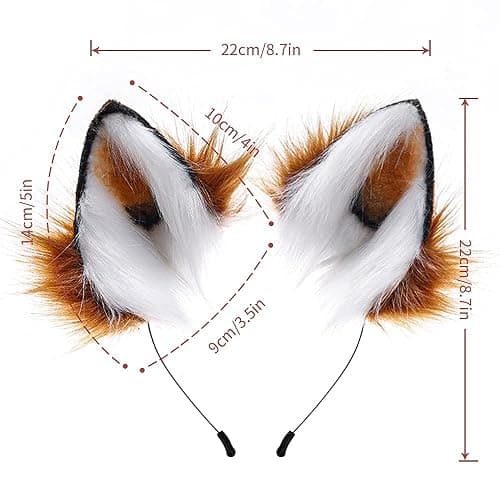 HAOAN Handmade Cat Fox Fur Ears Hairhoop Headwear Anime Party Halloween Costume Headband Hairband thumbnail 2