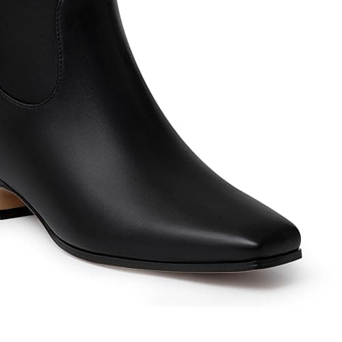 Athlefit Ankle Boots for Women Low Heel Fashion Square Toe Comfortable Short Boots with Side Zipper thumbnail 3