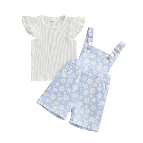 Kids Baby Girl Summer Clothes T-Shirt Tops Suspender Overalls Shorts Toddler Infant Outfit - Image 1