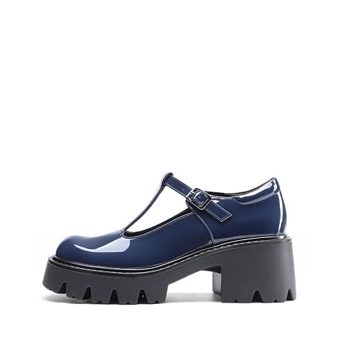 DREAM PAIRS Women's T-Strap Mary Jane Pumps Shoes | Round Toe Comfortable Low Platform Chunky Block Dress Heels Lug Sole Y2K Pumps Shoes for Work Wedding Party Graduate thumbnail 3