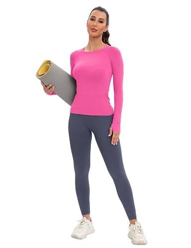 MathCat Workout Seamless Shirts for Women Long-Sleeved Yoga Running Breathable Thumb Holes Tops thumbnail 5