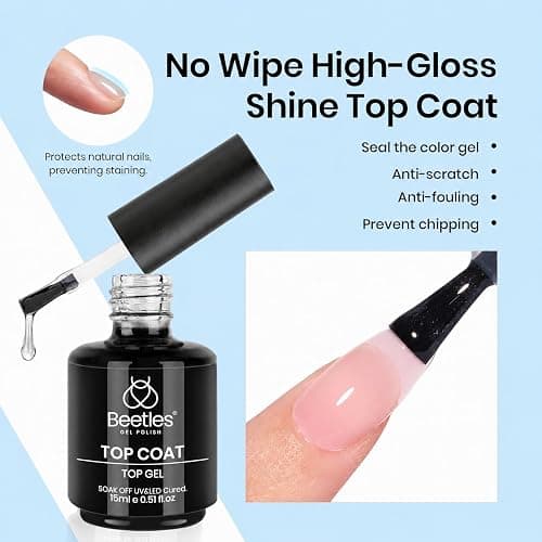 Beetles 3Pcs 15 ml Builder Nail Gel with Base and No Wipe Top Coat | Gel Polish Kit for Gloss Finish and Long-Lasting UV/LED Lamp Required Gift for Women thumbnail 6