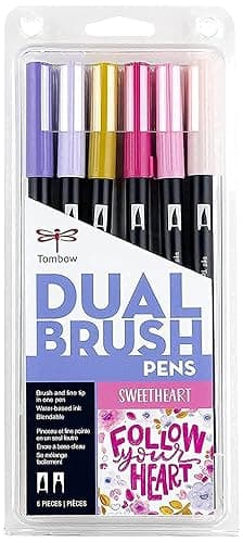Tombow 56228 Dual Brush Pen Art Markers Sweetheart, Portrait, 1 Count (Pack of 6) - Image 1