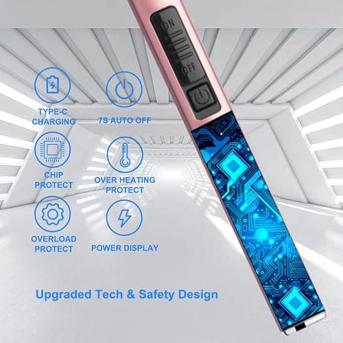 MeeToo Electric Candle Lighter Rechargeable Type-C - Gifts for Wife Men Women Nana, USB Plasma Arc Windproof Lighters for Candle Christmas Camping Kitchen Rose Gold thumbnail 5