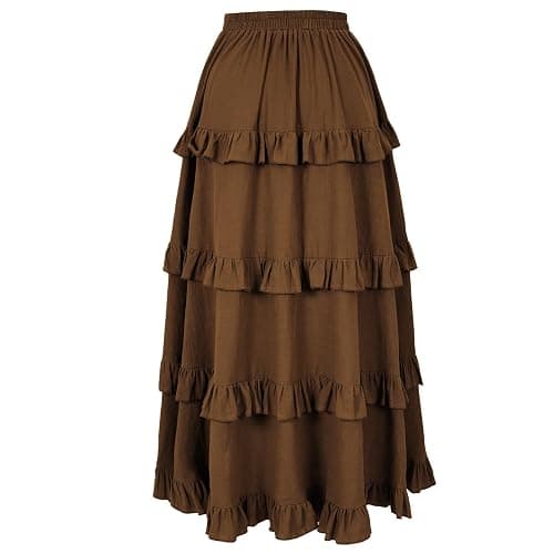 OFOKEDA Women's Medieval Gothic Steampunk Victorian Asymmetrical High Low Skirt Pirate Skirt thumbnail 3