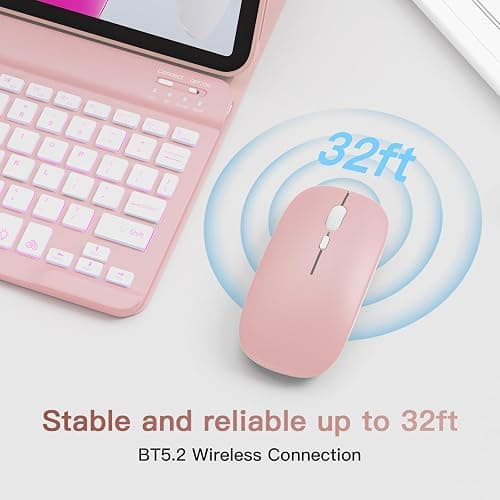 RAYMCRAFT for iPad 11th (A16, 2025) / 10th Generation Case with Keyboard, Mouse and Detachable Wireless Keyboard, 7-Color Backlight, Slim Case with Pencil Holder, Pink thumbnail 7