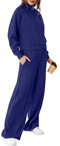 RUBZOOF Lounge Sets for Women 2 Piece Sweatsuits Fall Outfits Half Zip Sweatshirt Wide Leg Sweatpants Matching Clothing Set thumbnail 5