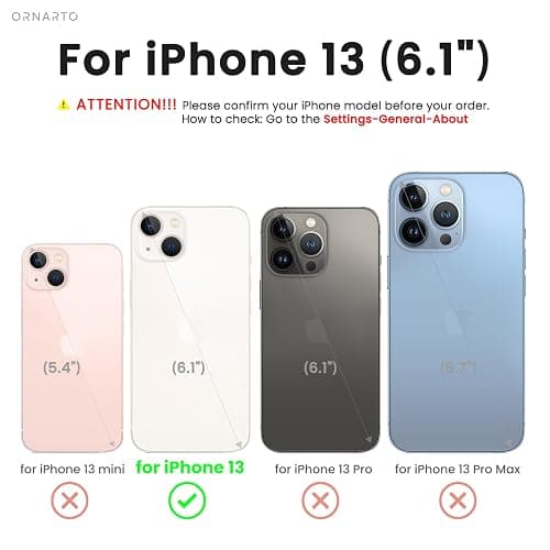 ORNARTO Compatible with iPhone 13 Case 6.1, Slim Liquid Silicone 3 Layers Full Covered Soft Gel Rubber Phone Case Protective Cover 6.1 Inch-Blue thumbnail 2