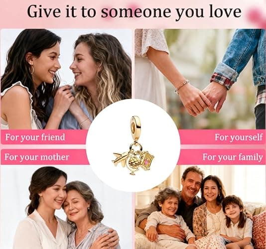 Vegaine Gold Flower Family Charms for Bracelet 925 Sterling Silver Bead Charm for Women Jewelry Present thumbnail 5
