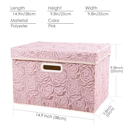 PRANDOM Collapsible Storage Boxes with Lids Fabric Decorative Storage Bins Cubes Organizer Containers Baskets with Cover Handles Divider for Bedroom Closet Living Room 14.9x9.8x9.8 Inch 1 Pack thumbnail 3