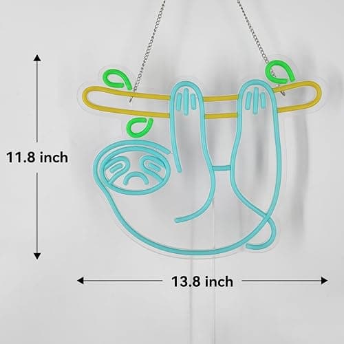 Sloth Neon Sign, Sloth Shaped LED Sign for Game Room Decor, Dimmable USB Powered Gaming Lights for Teen Boy Room Gaming Wall Decor, Best Gamer Gifts for Boys, Kids, Blue thumbnail 2