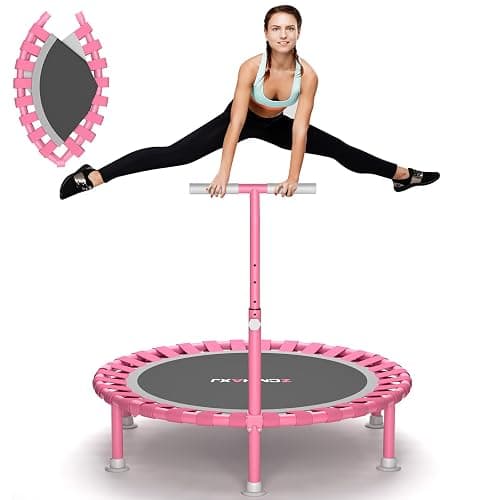 ZCMHAXJ Foldable Mini Trampoline, 40" Rebounder Trampoline for Adults & Kids, 450lbs Capacity with T-Shaped Adjustable Bar, Indoor Fitness Workout Exercise Equipment - Image 1