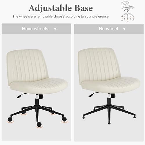 Sweetcrispy Criss Cross Chair Legged with Wheels, Armless Office Swivel Desk Chair with Wheels, Vanity Height thumbnail 6