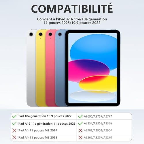 drivego Coque Clavier pour iPad A16 11/10 Ème Generation (11 Pouces 2025/10.9 Pouces 2022), Étui Keyboard à Touches Anti-Arrachage avec Porte Crayon, AZERTY Layout pour iPad 10eme/11eme, Gris Clair thumbnail 2
