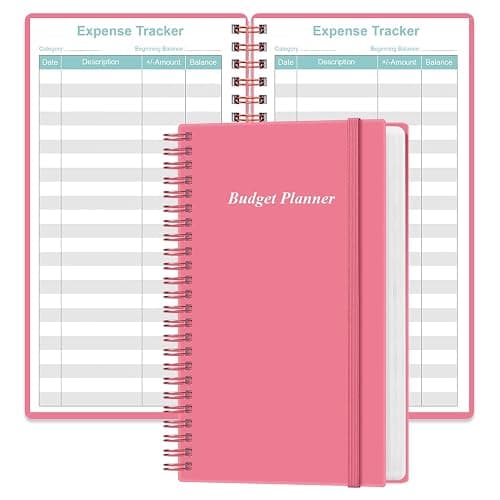 Budget Planner - A6 Expense Budget Tracker, Budget Book for Ledger Book, Money Organizer for Wallet, 3.75" x 6.75", Pink - Image 1