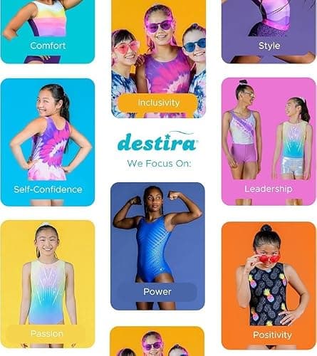 Destira Premium Closed Back Gymnastics Leotards for Girls - Snug Performance Fit (Size Up for Comfort), GIRLS/CHILD Sizes thumbnail 6