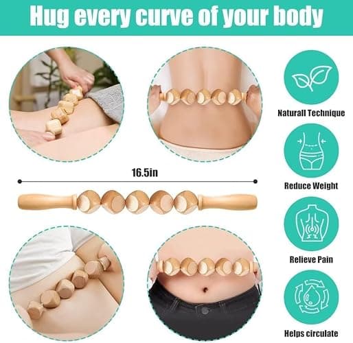 JUANWAN 10-in-1 Wood Therapy Massage Tools Gua Sha Wooden Massager for Body Shaping Massage Tool Set Wood Therapy Tools for Relieving Muscle Pain Body Lymphatic Drainage Massager Anti-Cellulite thumbnail 7