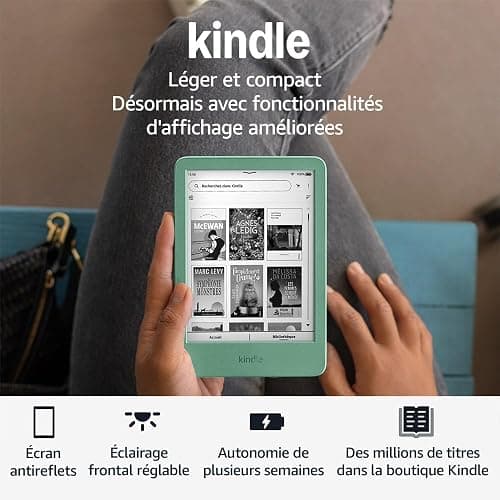 Amazon Kindle (Nouvelle génération) - Le plus léger et compact, avec écran antireflets, changements de page plus rapides et éclairage avant réglable - 16 Go - Avec publicités - Vert matcha thumbnail 7