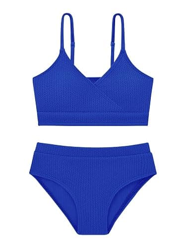 Adarl Girl's 2 Piece Swimsuit Solid Spaghetti Strap Bikini Sets Beach Bathing Suit Swimwear for Teen Girls - Image 1