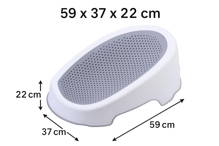 REQUISITE NEEDS Baby Bath Support, Non-Slip Infant Bathing Seat, Grey, Safe for Newborns up to 6 Months, Comfortable Perforated Design thumbnail 2