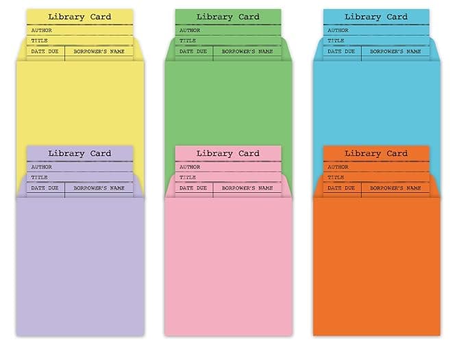 FYSUIMU 240 Pcs Library Pocket Envelopes and Books Cards Include 120 Self Adhesive Envelopes and 120 Due Date Note Cards 6 Pastel Colors Envelop for Book Checkouts Classroom Office Library Supplies - Image 1