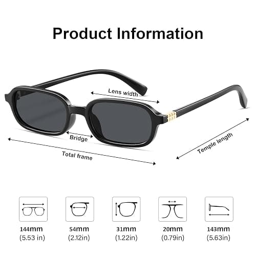 YMRFW Retro Rectangular Sunglasses for Women Narrow Trendy Small 90s Style Square Frame UV Protection Sun Glasses thumbnail 5