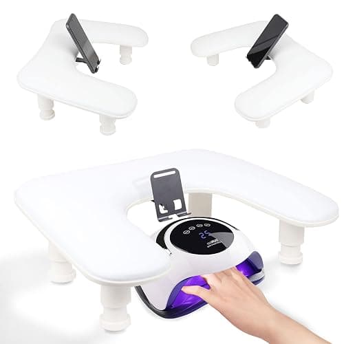 Arm Rest for Nails Tech with Adjustable Base,U shaped Comfortable Manicure Nail Hand Rest Stand Pillow Cushion for Acrylic Nail Art Tech(White) - Image 1