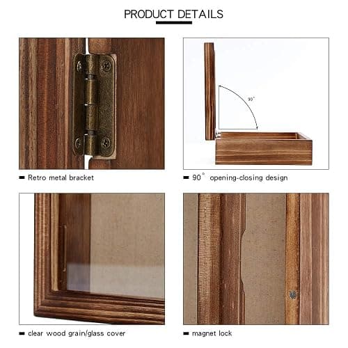 Freezing point Shadow Box Frame 8x8 Shadow Boxes Display Case with Linen Back Memorabilia Awards Medals Bouquet Photos Picture Badge Wedding Memory Box for Keepsakes Carbonized Small Pin Board thumbnail 5