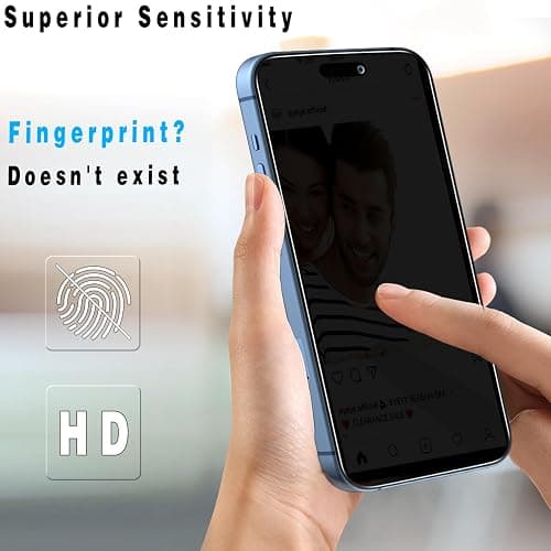 Slanku [3 Pack for iPhone 16 Pro Max Privacy Screen Protector Tempered Glass, Anti-Spy, Anti Scratch, NO Bubbles, 9H Hardness thumbnail 6