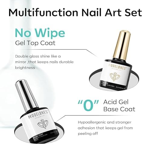 modelones Nail Dehydrator and Primer with Gel Base & Top Coat Set, Acid Free Acrylic Supplies Primer Glossy Gel Nail Polish Nail Thickening Solution Top Coat thumbnail 3