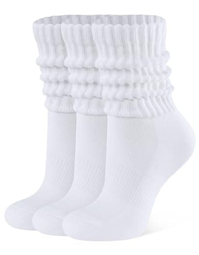 CLOSEMATE Womens Scrunch Crew Socks Retro Soft Cotton Cozy Slouchy Socks for Sneakers Boot 3 Pairs - Image 1