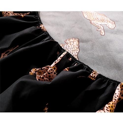 JQWUPUP Animal Leopard Print Double Fitted Sheet, Microfiber Deep Fitted Bed Sheet for Double Bed 135 x 190cm(Double, Black) thumbnail 6
