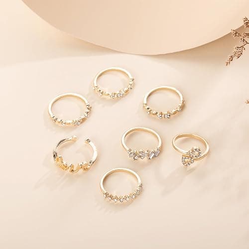 FUTIMELY Boho Retro Stackable Rings Sets for Women Knuckle Joint Finger Knuckle Nail Ring Sets Moon Stars Stack Preppy Statement Rings Cute Trendy Stuff Jewelry thumbnail 5