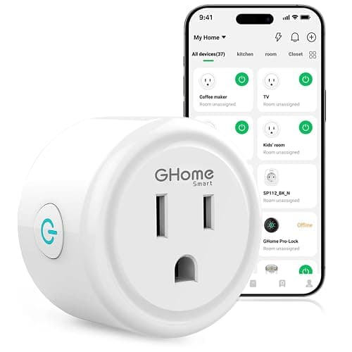 GHome Smart Plug, WiFi Smart Plugs Work with Alexa and Google Home, Smart Outlet Timer with APP Remote Control, 2.4GHz Wi-Fi Only, No Hub Required, ETL FCC Listed, White - Image 1