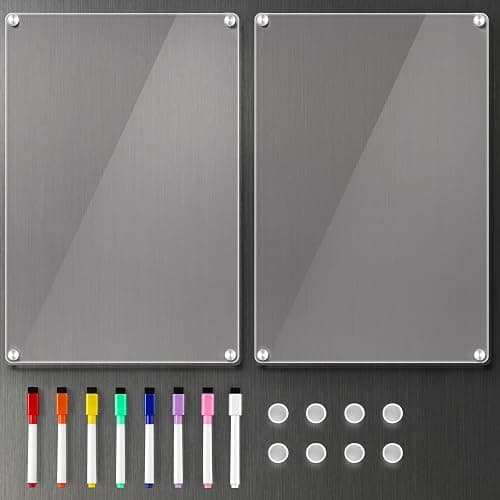 2 Pack 12''*8'' Acrylic Magnetic Whiteboard for Fridge - Image 1