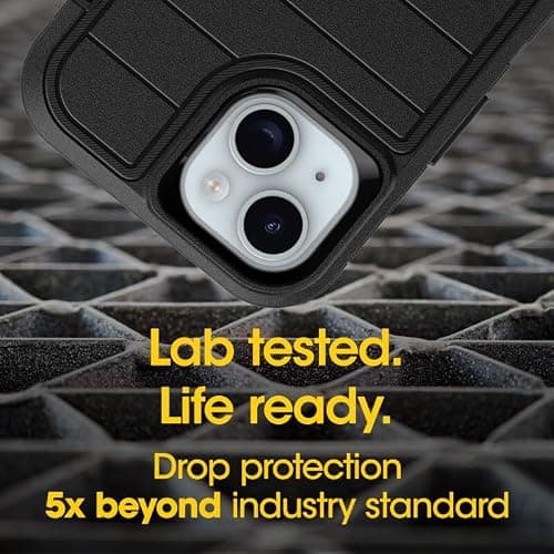 OtterBox iPhone 14, & iPhone 13 (Only) - Defender Series Case - Case Only - Screenless - Rugged & Durable - with Port Protection - Microbial Defense Protection (Black) thumbnail 5