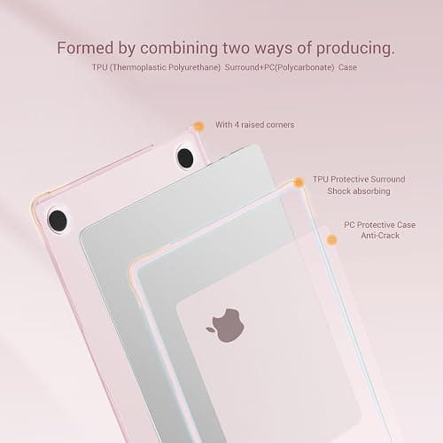 MOSISO Compatible with MacBook Air 13 inch Case M5 M4 M3 M2 2026-2022 | Hard Case&Keyboard Skin&Screen Film&Type C with TPU Bumper for MacBook Air 13.6, A3449 A3240 A3113 A2681, Pink thumbnail 3