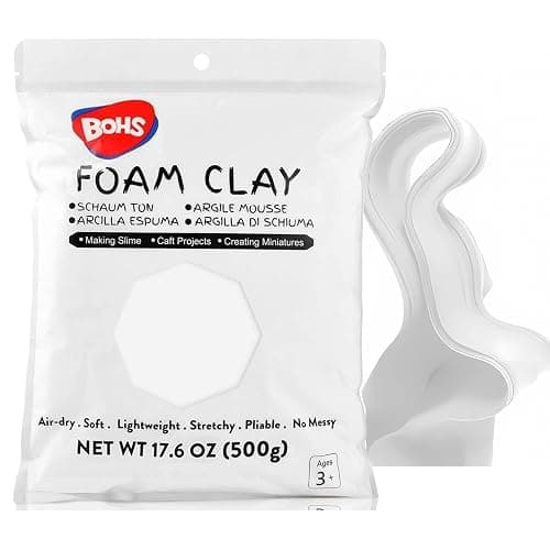 BOHS White Modeling Foam Clay Lite - 500 Grams, Squishy,Soft, Air Dry -for Flower Mirror,Cosplay,Fake Bake, Slime Supplies- 1.1 Lbs - Image 1