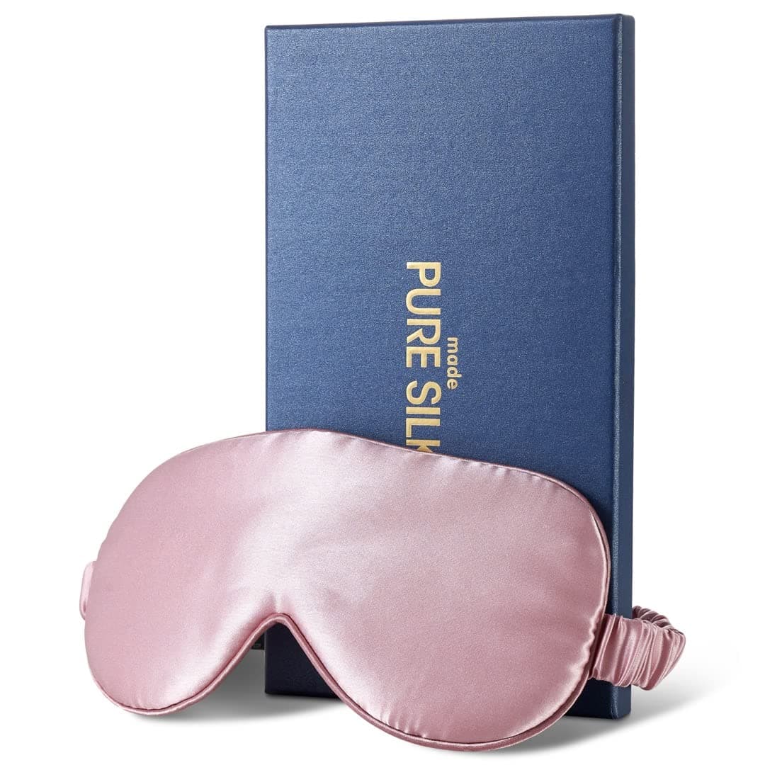 Eye Mask,100% Mulberry High-end Pure Silk Sleep Mask with Gift Box, H HOME-MART Luxuriously Padded Silk Eye Sleeping Mask Silk Eye Mask Comfortable Soft Silk Sleep Masks for Men Women Traveling - Pink thumbnail 7