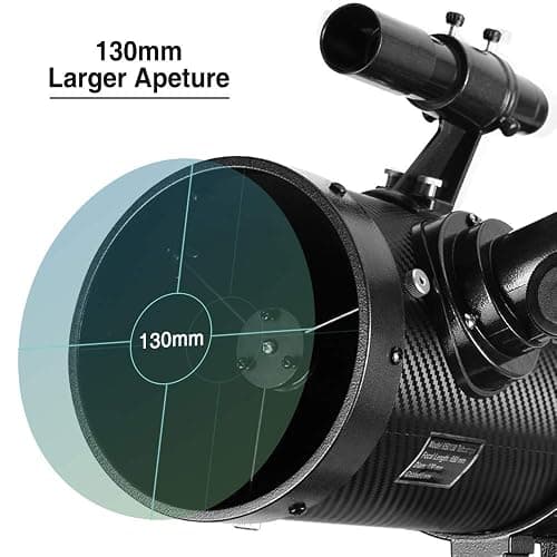 Telescope 130EQ Newtonian Reflector Telescopes for Adults, Professional Telescopes for Adults Astronomy, Comes with 1.5X Barlow Lens Smartphone Adapter & 13% T Moon Filter thumbnail 4