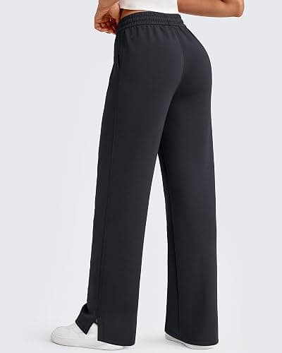 G4Free Smoofit Modal Soft Women's Wide Leg Sweatpants High Waisted Drawstring Side Slit Casual Pants 25"/27"/29"/31"/33" thumbnail 2