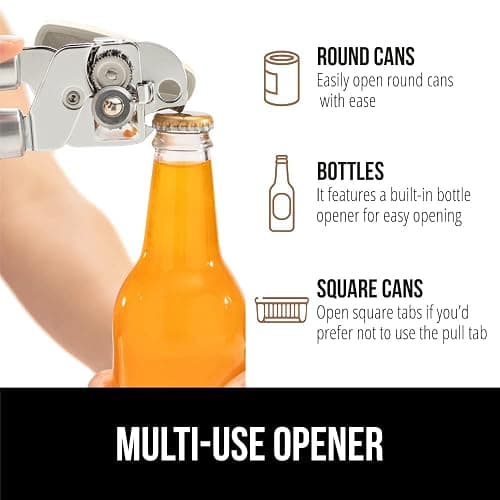 GORILLA GRIP Heavy Duty Stainless Steel Smooth Edge Manual Can Opener and Bottle Openers, Soft Comfortable Handle, Oversized Handheld Turn Knob, US Designed Multifunctional Kitchen Tool, Almond thumbnail 6