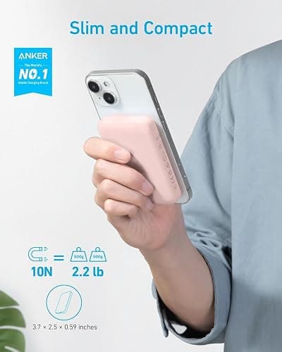 Anker 321 MagGo Battery (PowerCore Magnetic 5K), 5,000mAh Magnetic Wireless Portable Charger, Compatible with iPhone 15/15 Plus/15 Pro/15 Pro Max, iPhone 14/13/12 Series（Pink） thumbnail 4