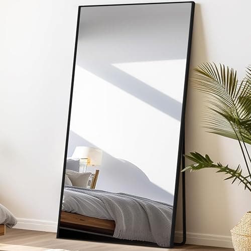 LunaMirror Oversized Huge Full Length Mirrors Large Free Standing Floor Mirror Full Body Wall Mirror for Bedroom Living Room and Entrance, Rectangle Black Frame, 204x104 CM thumbnail 5