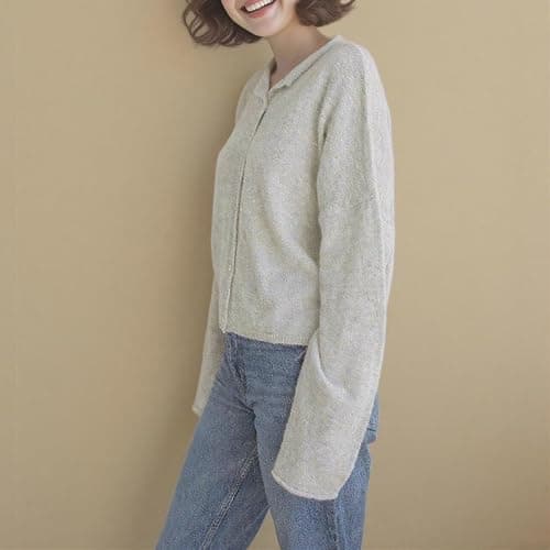 Women Casual Cardigan Sweater Lightweight Loose Crewneck Button Down Long Sleeve Basic Knit Tops thumbnail 2