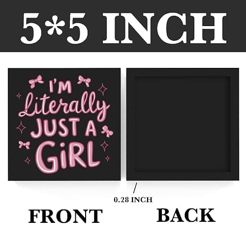 Pink Room Decor Light Pink Dorm Room Decoration for Girl Decor for Bedroom I'm Literally Just A Girl Girly Bowknot Signs for Home Dorm Wall Desk Shelf Tabletop Decoration (black) thumbnail 3